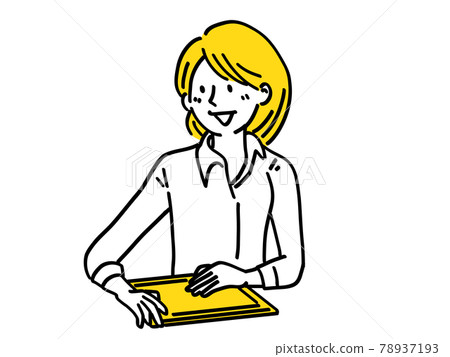 Tablet operation female work simple illustration Tablet operation female work simple illustration 78937193