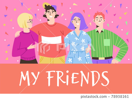 Group of happy friends introverts and extroverts a vector illustration Group of happy friends introverts and extroverts a vector illustration 78938161