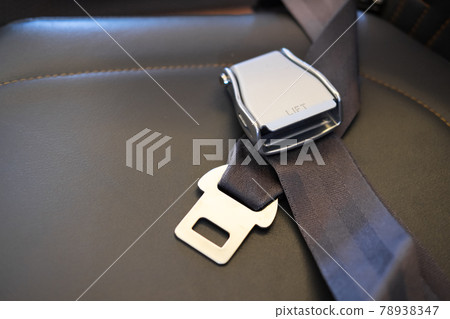 Safety belt on seat in airplane Flight safety concept Safety belt on seat in airplane Flight safety concept 78938347