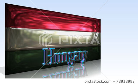 Hungary flag and text on the floor 1-1-1 78938992
