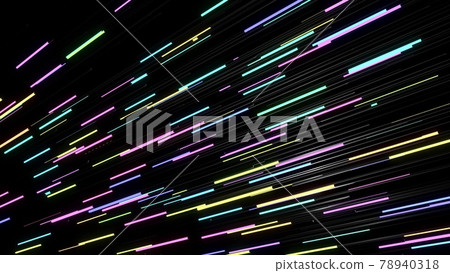 3d render. Neon glow background with sticks like light bulbs lighting in multicolor light. Black sticks. 78940318