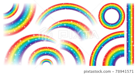 Colorful realistic rainbow collection isolated on white background. Shiny stars with glitter effect 78941571