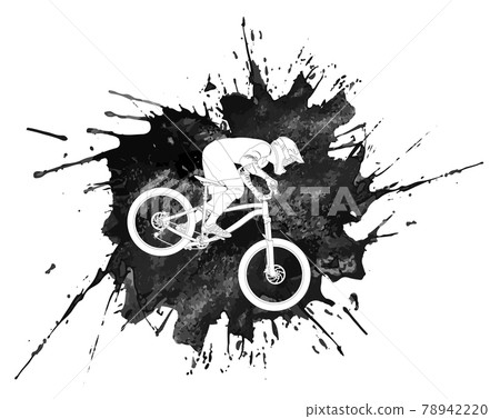 Silhouette of a cyclist on a mountain bike on an abstract background Silhouette of a cyclist on a mountain bike on an abstract background 78942220