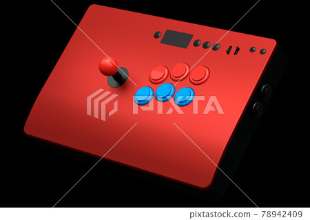 Vintage arcade stick with joystick and tournament-grade buttons on black Vintage arcade stick with joystick and tournament-grade buttons on black 78942409