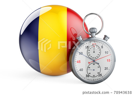 Stopwatch with flag of Romania, 3D rendering 78943638