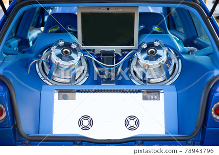Tuning modern car with extreme powerful audio system. 78943796