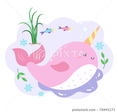 Powdered red whale-like aspect, Japanese flowers of Japanese fish and fish in the background 78945271