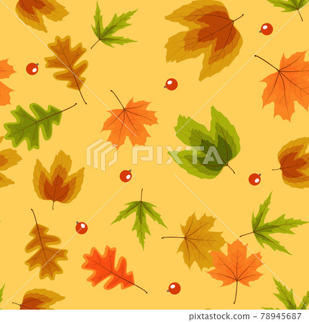 Autumn Natural Leaves Seamless Pattern Background. Vector Illustration Autumn Natural Leaves Seamless Pattern Background. Vector Illustration 78945687