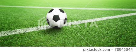Soccer ball on green playground. Soccer concept Soccer ball on green playground. Soccer concept 78945844