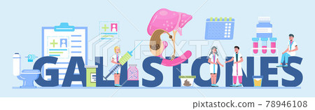 Gallbladder concept vector. Doctors treat gallstones. Biliary dyskinesia Gallbladder concept vector. Doctors treat gallstones. Biliary dyskinesia 78946108