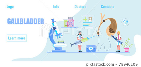 Gallbladder concept vector. Doctors treat gallstones. Biliary dyskinesia Gallbladder concept vector. Doctors treat gallstones. Biliary dyskinesia 78946109
