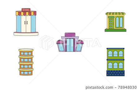 Set of shop buildings icons - Stock Illustration [78948030] - PIXTA