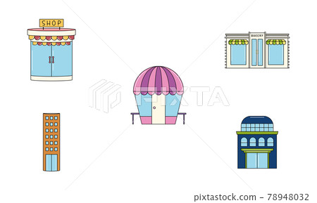 Set of shop buildings icons - Stock Illustration [78948032] - PIXTA