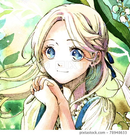 Girl illustration face up in European folk costume, smile, saturated version 78948633