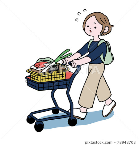 在購物車中購物的家庭主婦 78948708