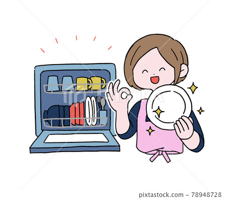 Housewife doing housework in a dishwasher Housewife doing housework in a dishwasher 78948728