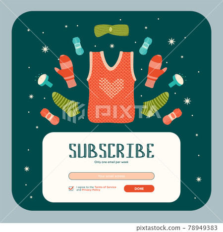 Newsletter design with knitted handmade clothes Newsletter design with knitted handmade clothes 78949383