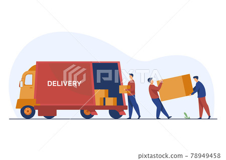 Loading workman carrying boxes Loading workman carrying boxes 78949458