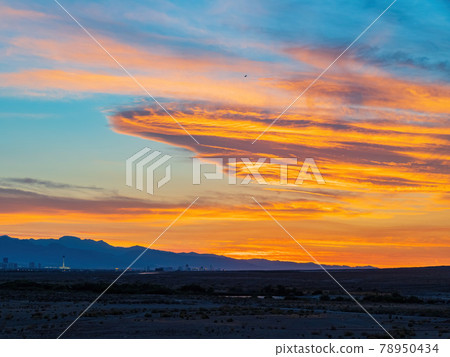 Sunset view of the famous strip skyline of Las Vegas at Nevada 78950434