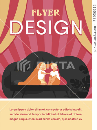 Children covering with blanket on bed 78950913