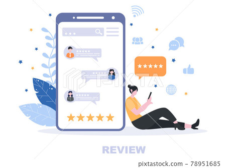 Review Vector Illustration Customer Giving Star with Good or Bad Rate From Feedback, Testimonial, Notification and User Experience Concept 78951685