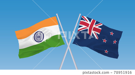 Indian and New Zealand flags Indian and New Zealand flags 78951916