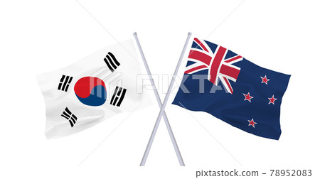 Korean and New Zealand flags 78952083