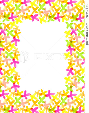 Watercolor warm color flower frame - Stock Illustration [78952140] - PIXTA
