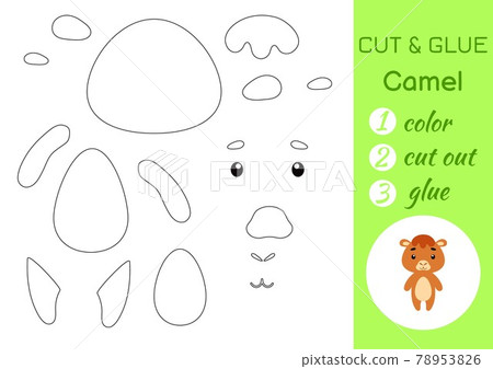 Color, cut and glue paper little camel. Cut and paste crafts activity page. Educational game for preschool children. DIY worksheet. Kids logic game, puzzle. Vector stock illustration. Color, cut and glue paper little camel. Cut and paste crafts activity page. Educational game for preschool children. DIY worksheet. Kids logic game, puzzle. Vector stock illustration. 78953826