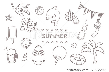 Summer illustration set (line drawing) Summer illustration set (line drawing) 78955485