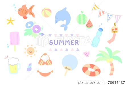 Summer illustration set (without main line) 78955487