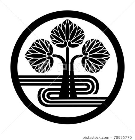 Mr. Hieda's family crest with three water aoi standing on the circle 78955770