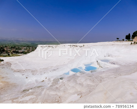 Travertines in Turkey. Calcite cliff of Pamukkale. Travertines in Turkey. Calcite cliff of Pamukkale. 78956134
