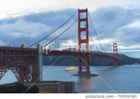 Beautiful twilight scene of famous Golden Gate bridge in San Francisco, California,USA Beautiful twilight scene of famous Golden Gate bridge in San Francisco, California,USA 78956560