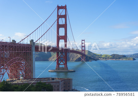 Beautiful twilight scene of famous Golden Gate bridge in San Francisco, California,USA 78956581