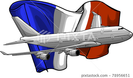 vector illustration of Airplane with french flag vector illustration of Airplane with french flag 78956651