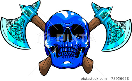 vector illustration of human skull with ax vector illustration of human skull with ax 78956658