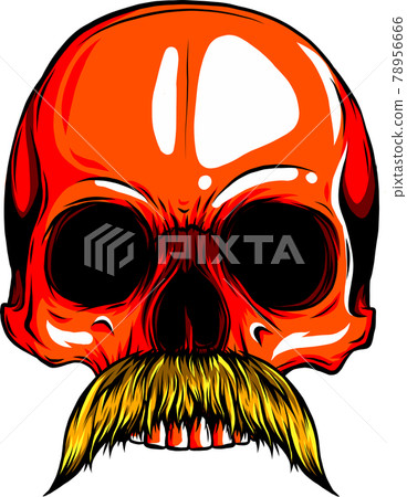 vector illustration of Human skull with moustache vector illustration of Human skull with moustache 78956666