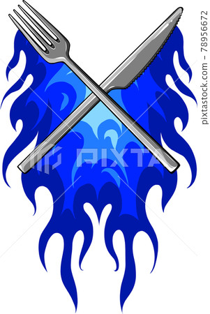 vector illustration Fork Knife Restaurant with flames vector illustration Fork Knife Restaurant with flames 78956672