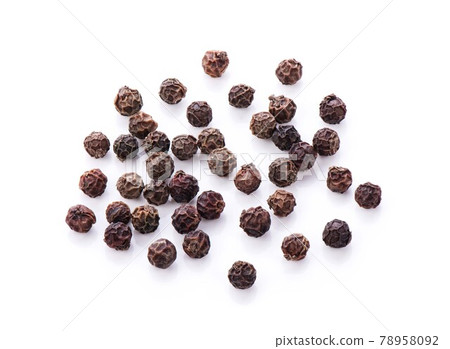 Black Peppercorns isolated on white background 78958092