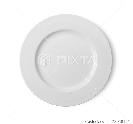 white plate on white background. top view 78958105