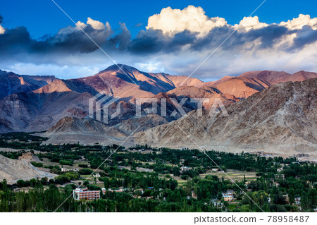 Aerial view of Leh town in Ladakh Aerial view of Leh town in Ladakh 78958487