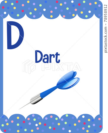 Alphabet flashcard with letter D for Dart Alphabet flashcard with letter D for Dart 78958912
