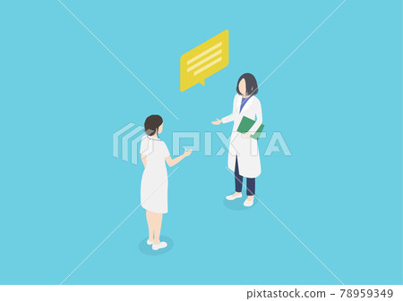 Illustration material of a female doctor giving instructions to a nurse 78959349
