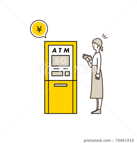 一個女人使用 ATM 的插圖 78961918