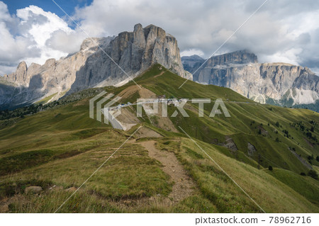 Sella Towers - Torri Del Sella, three towers well known for rock climbers, Dolomites, Italy. Sella Towers - Torri Del Sella, three towers well known for rock climbers, Dolomites, Italy. 78962716
