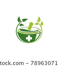 mortar pestle logo icon, pharmacy medical logo symbol icon concept 78963071