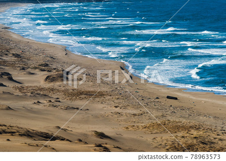 Rough waves on the coast seen from the Tottori Sand Dunes 78963573