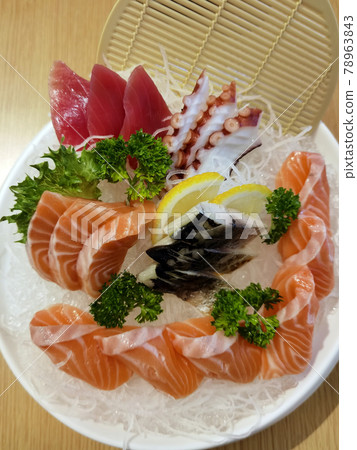 Raw seafood sashimi set 78963843