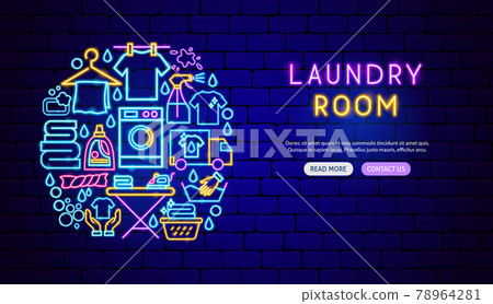 Laundry Room Neon Banner Design 78964281
